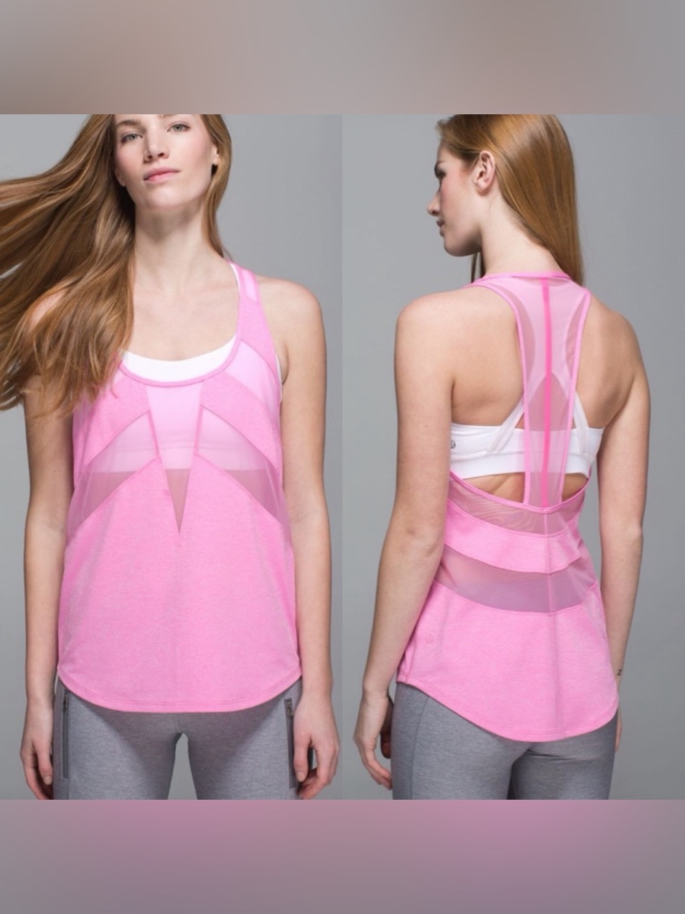 Lululemon If You’re Lucky Pink Mesh Panel Tank Top 6